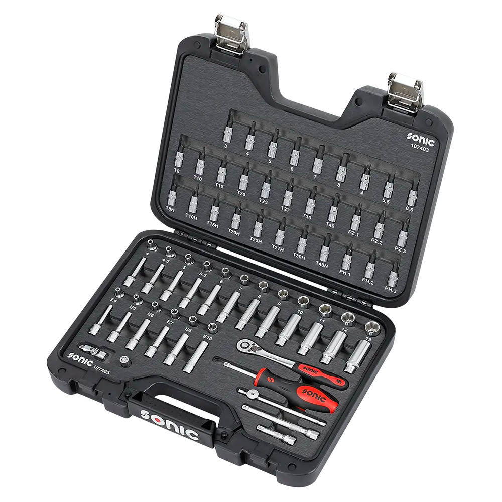 Sonic BMCS Blasformkoffer mit 1/4 Nuss- und Bit-Satz, 74-teilig
