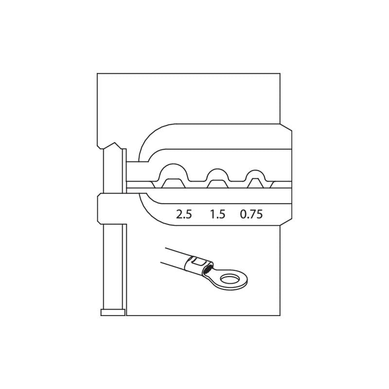 GEDORE Modul-Einsatz für unisolierte Kabelschuhe 0,75 mm² / 1,5 mm² / 2,5 mm² - 8140-04