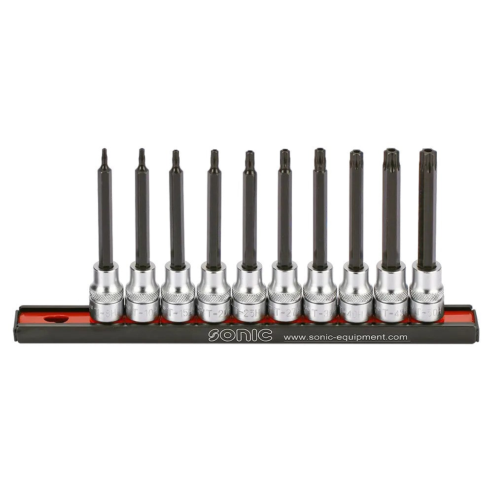 Sonic Bitsatz 3/8" TX lang mit Loch auf Steckleiste 10-teilig - 201013