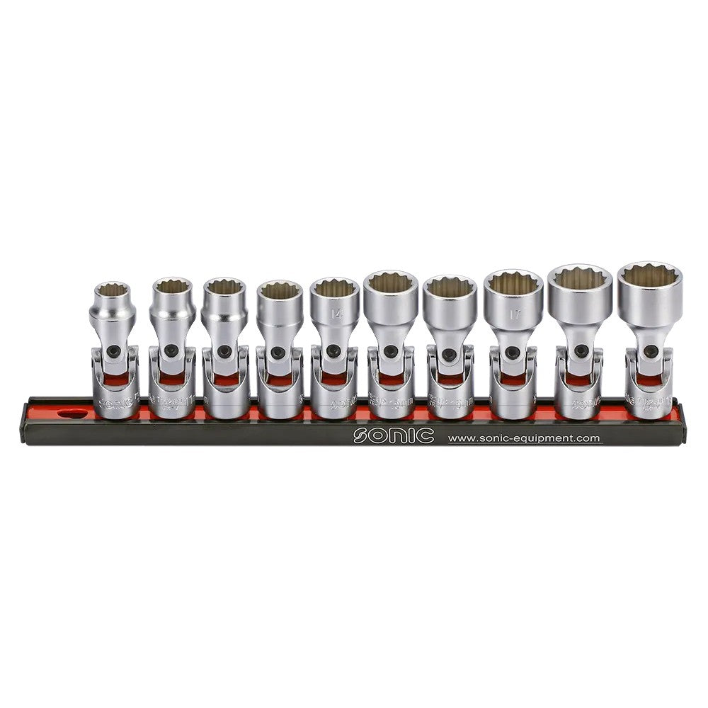 Sonic Kardan-Stecknusssatz 3/8" 12-kant auf Steckleiste 10-teilig - 201014