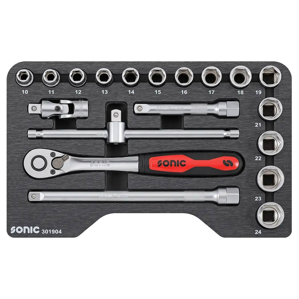 Sonic BMCS Blasformkoffer mit 1/2 Nuss-Satz mit Ratsche, 19-teilig