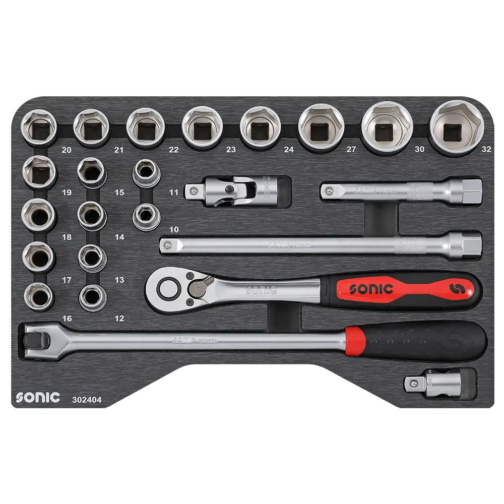 Sonic BMCS Blasformkoffer mit 1/2 Nuss-Satz mit Ratsche, 24-teilig