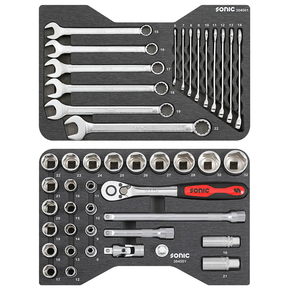 Sonic BMCS Blasformkoffer mit 1/2 Nuss- und Schlüssel-Satz, 45-teilig