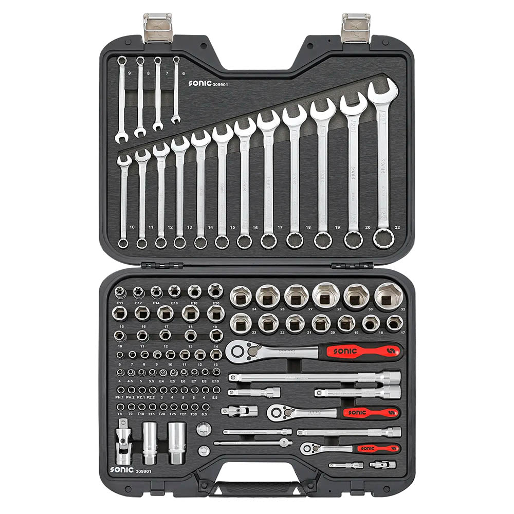 Sonic BMCS Blasformkoffer mit 1/4 3/8" & 1/2 Nuss- und Bit-Satz, 99-teilig