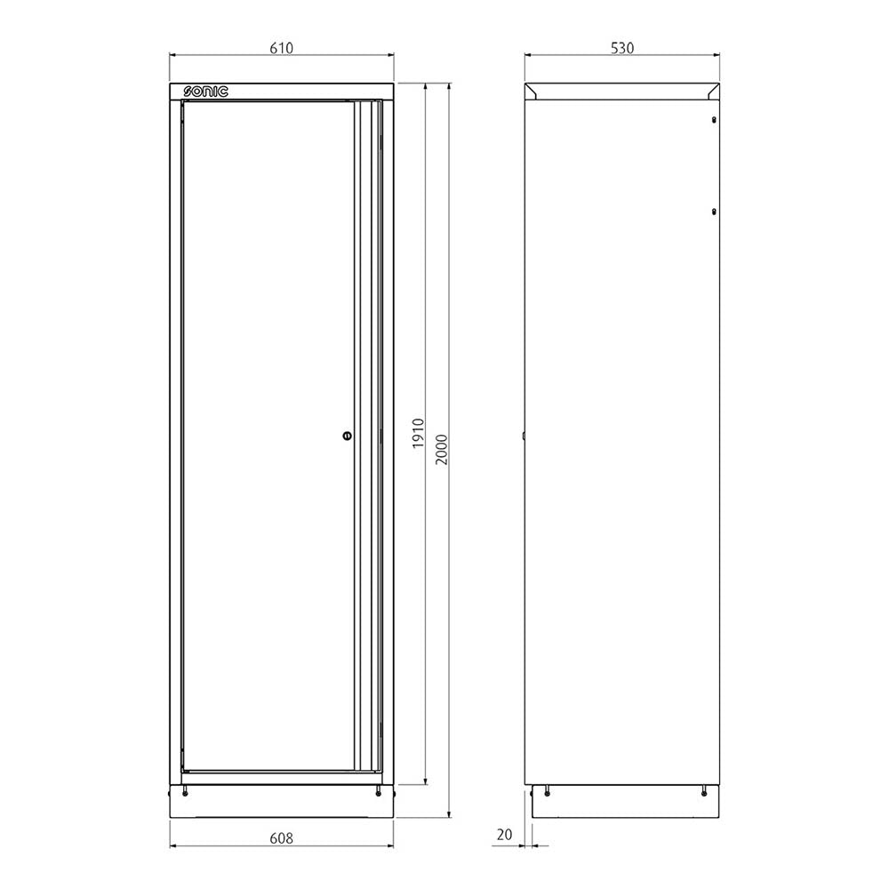 Sonic MSS 610mm Spind, beinhaltet 5 Einlegeböden