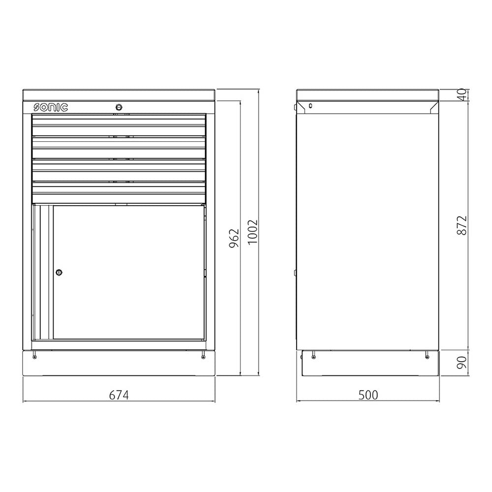 Sonic MSS 674mm Schrank mit Türe ohne Arbeitsplatte