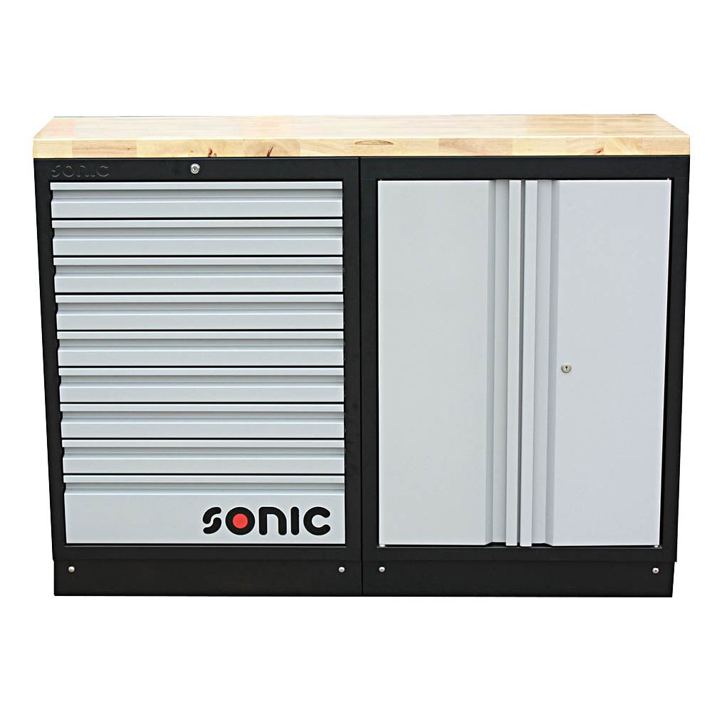 Sonic MSS 1348mm Schrankwand mit Holz-Arbeitsplatte