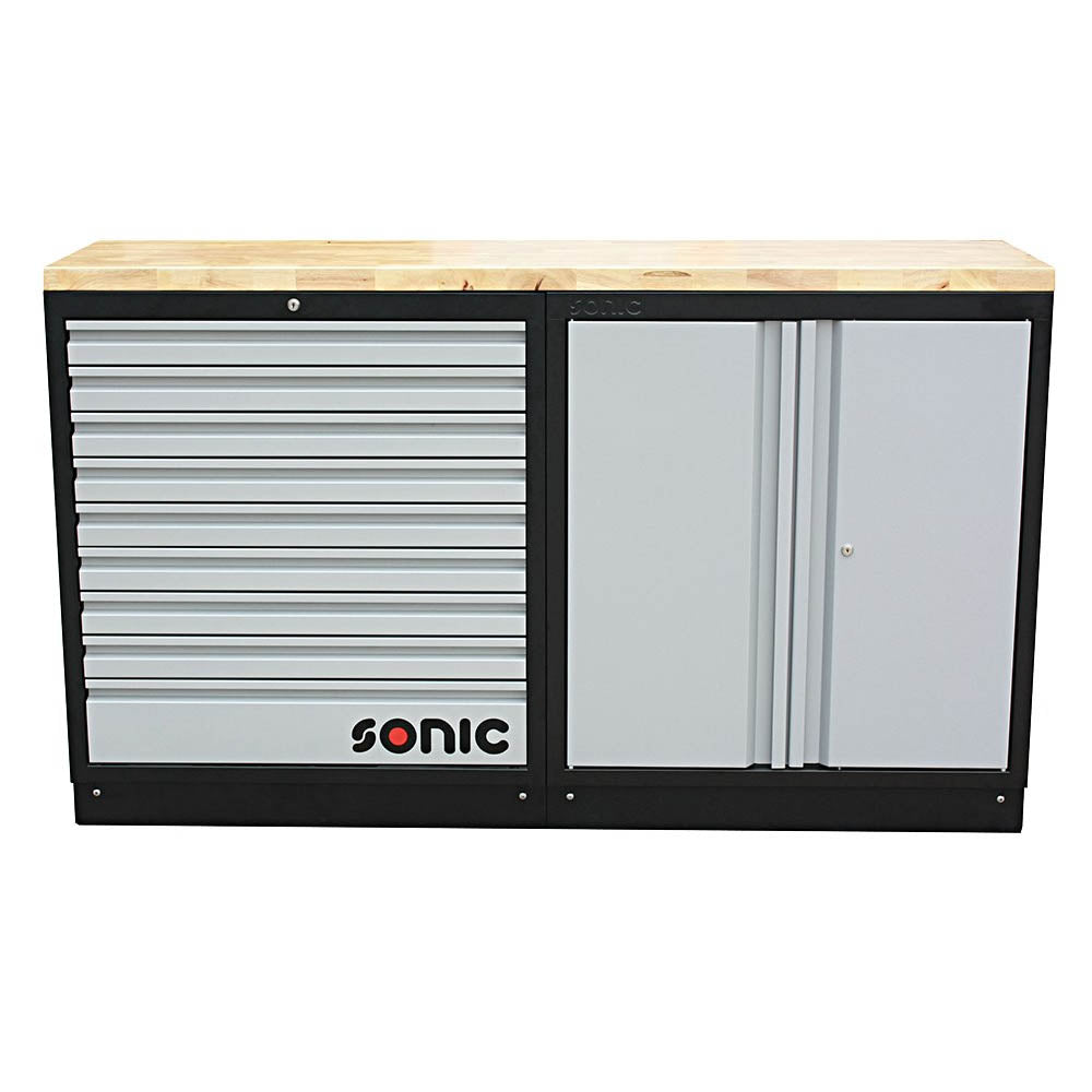 Sonic MSS 1690mm Schrankwand mit Holz-Arbeitsplatte