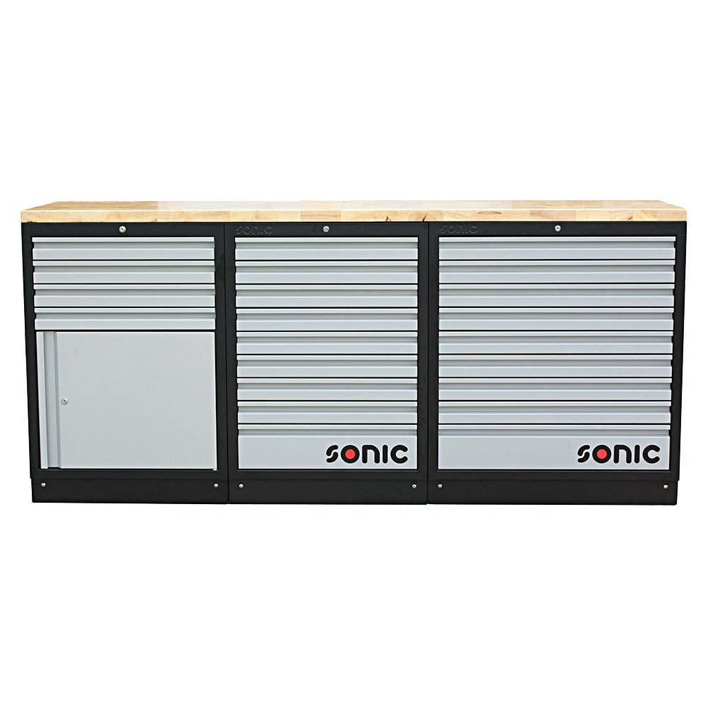 Sonic MSS 2193mm Schrankwand mit Holz-Arbeitsplatte
