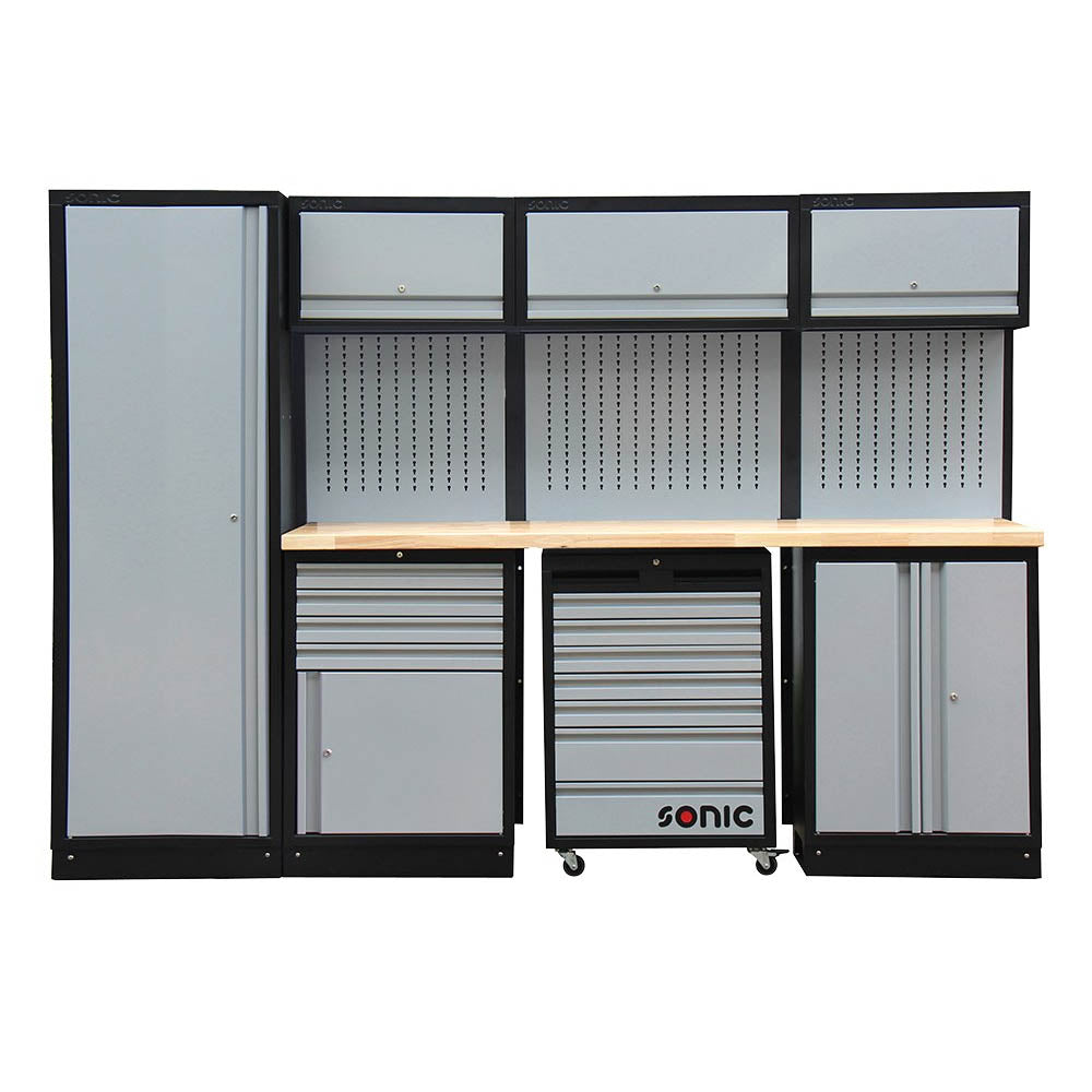 Sonic MSS 2803mm Schrankwand mit Holz-Arbeitsplatte