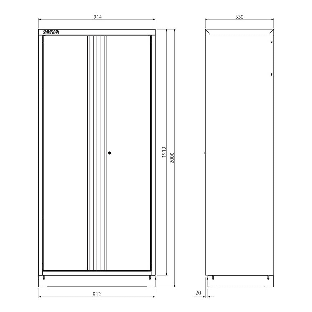 Sonic MSS 914mm Spind mit Doppeltüre