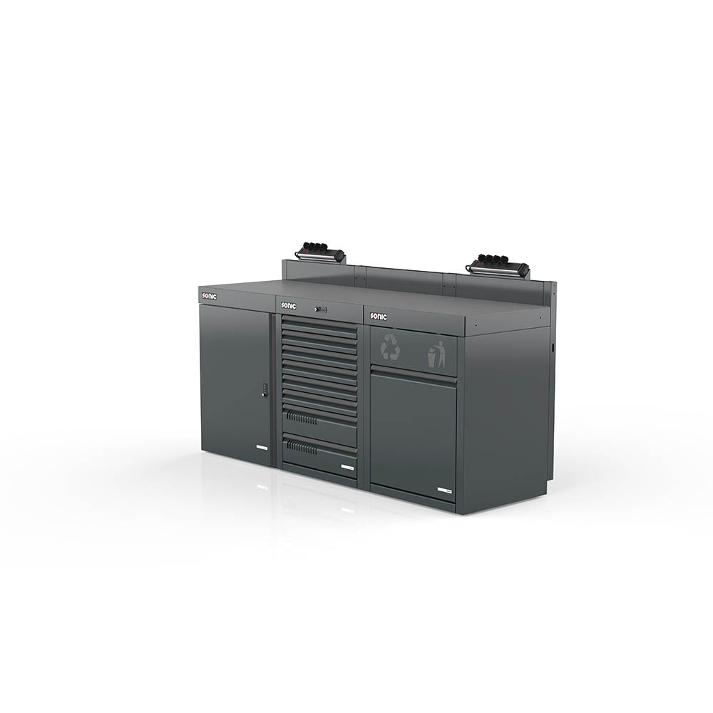 Sonic MSS+ Schrankwand halb hoch, Verbundarbeitsplatte