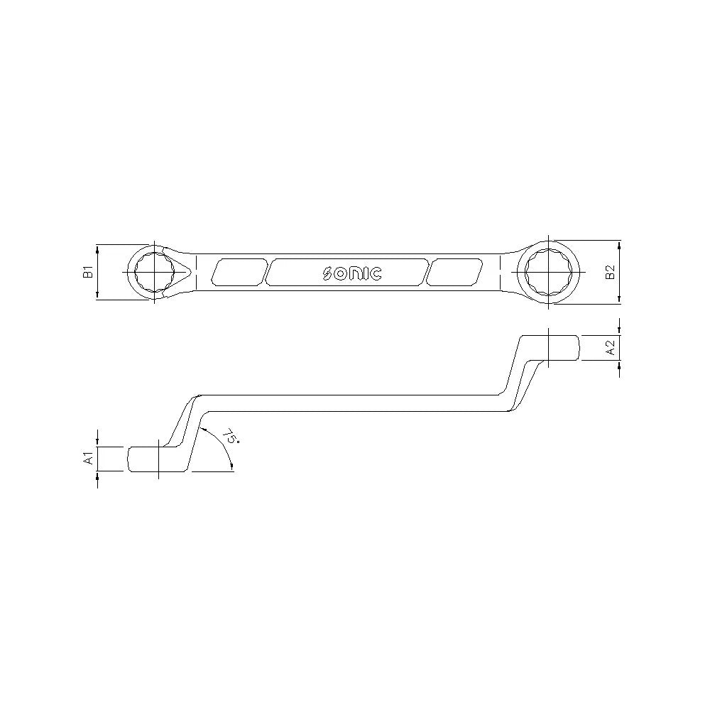 Sonic 45° gekröpfter Ringschlüssel-Satz SAE 7-teilig - 600701