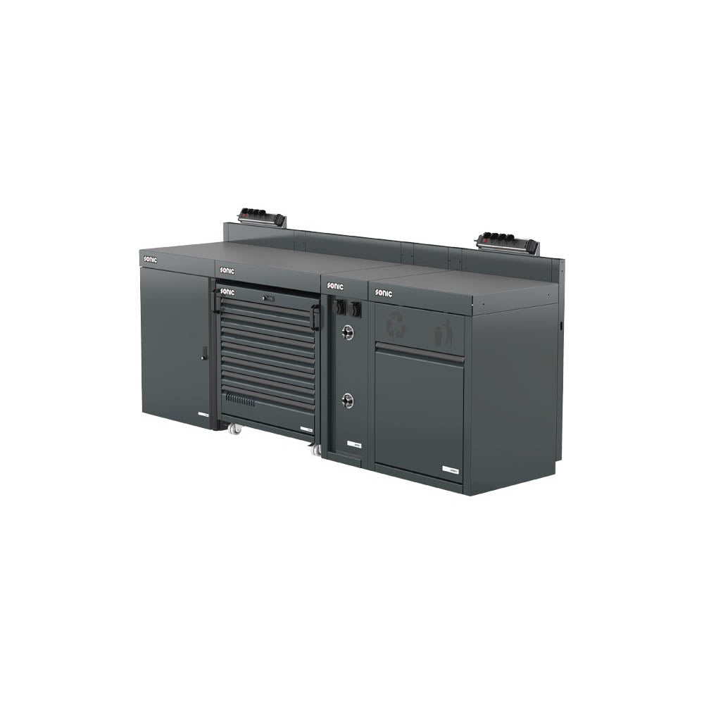 Sonic MSS+ Schrankwand halb hoch, Verbundarbeitsplatte