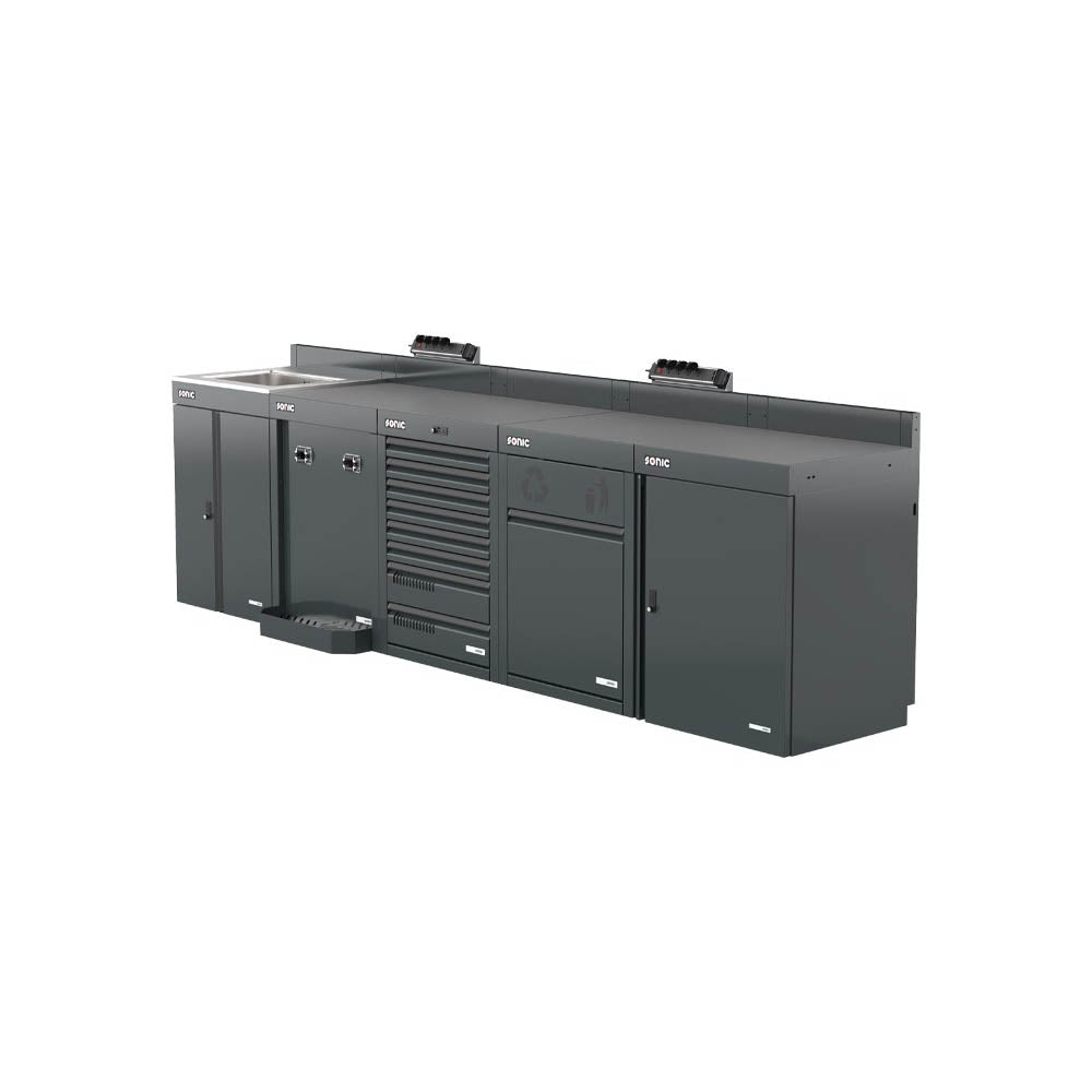 Sonic MSS+ Schrankwand halb hoch, Verbundarbeitsplatte