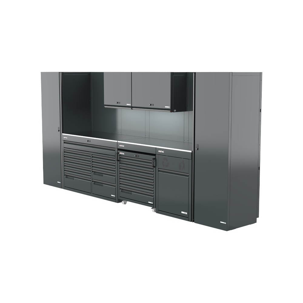 Sonic MSS+ Schrankwand hoch, Edelstahlarbeitsplatte