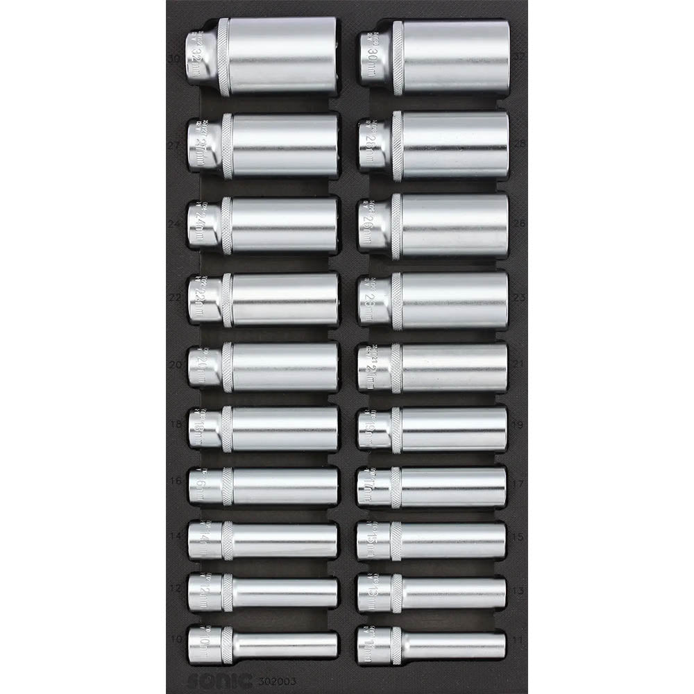 Sonic Schaumeinlage 1/3 SFS 1/2" Nuss-Satz lang 20-teilig
