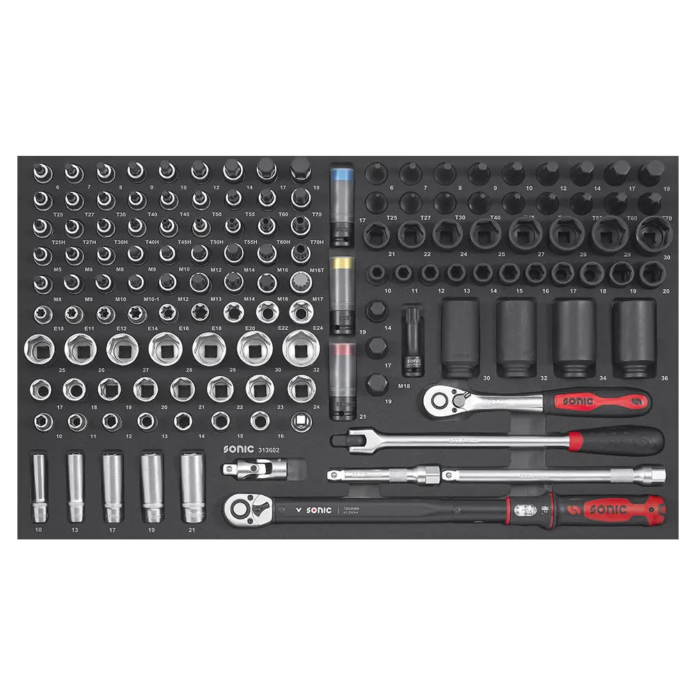 Sonic Schaumeinlage SFS Nuss- und Bit-Satz 1/2", 136-teilig