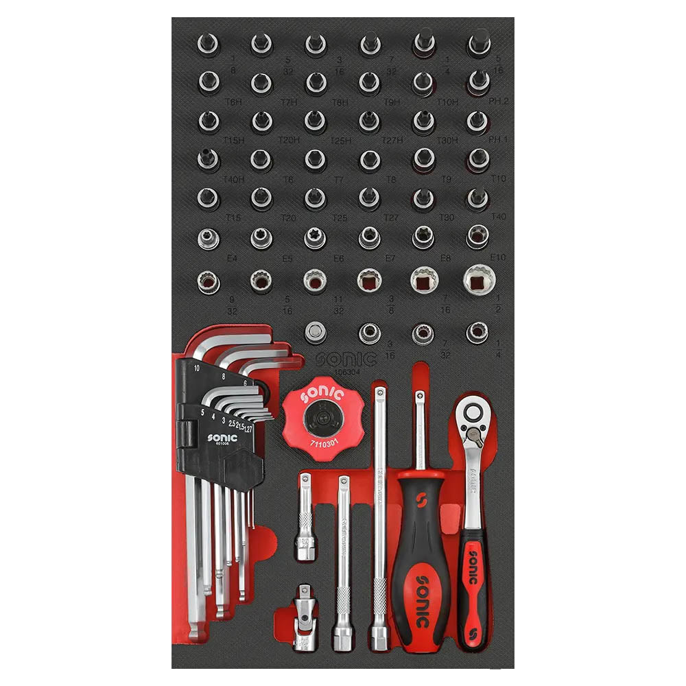 Sonic Schaumeinlage 1/3 SFS 1/4" Biteinsatz-Satz 63-teilig (SAE)