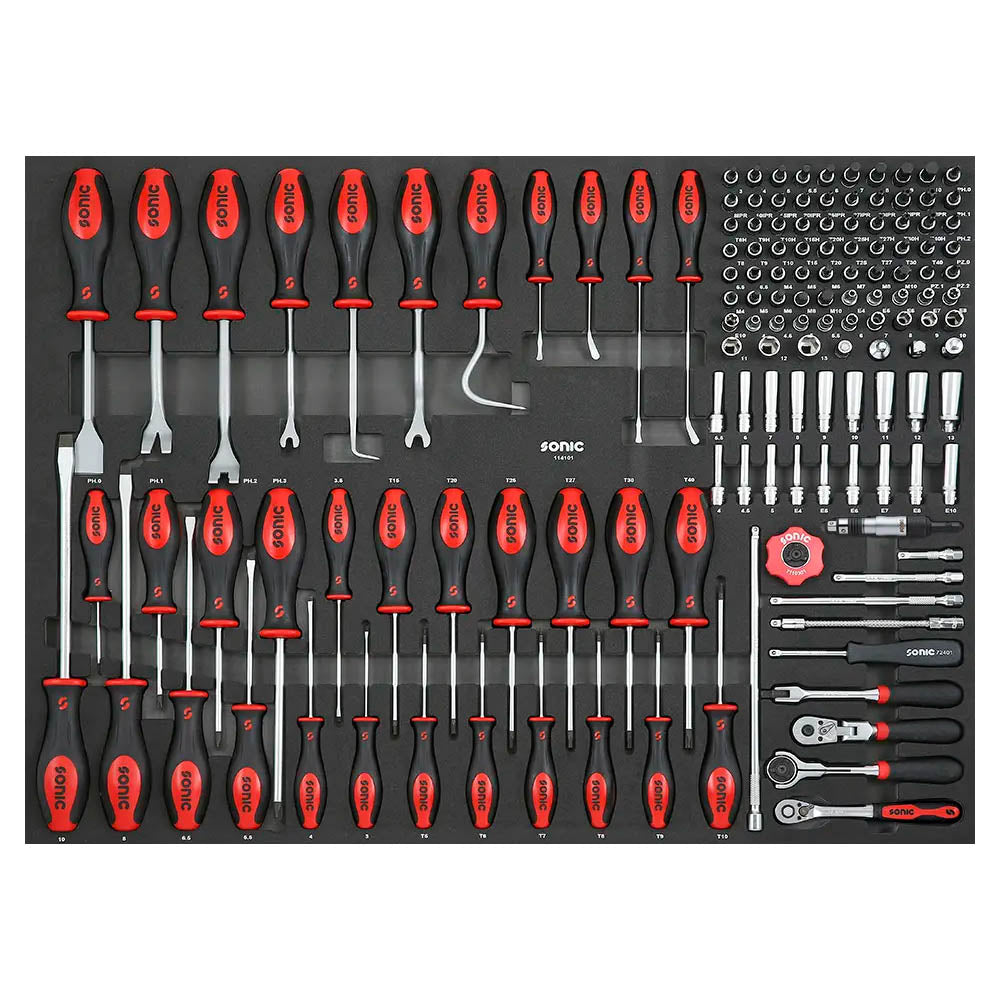 Sonic Schaumeinlage SFS 1/4" und Schraubendreher Satz, 141-teilig