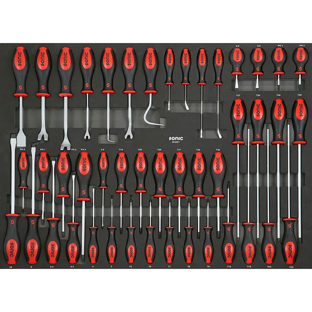 Sonic Schaumeinlage SFS Schraubendreher- und Abzieher-Satz, 45-teilig