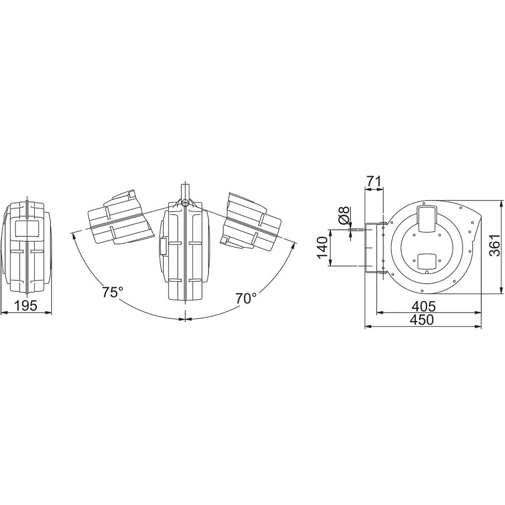 Sonic 15m Druckluft Kabeltrommel Ø 8mm (max. 15 Bar)