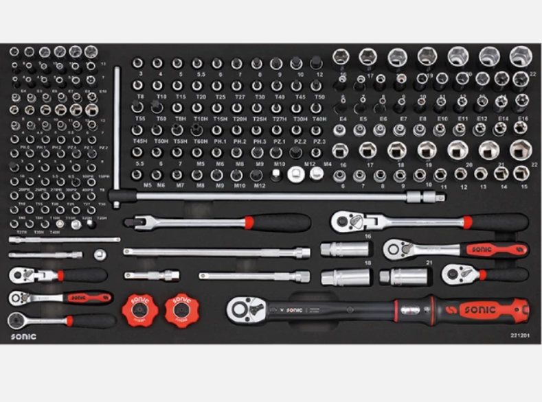 Sonic Werkstattwagen S12 gefüllt 469 teilig – dunkelgrau