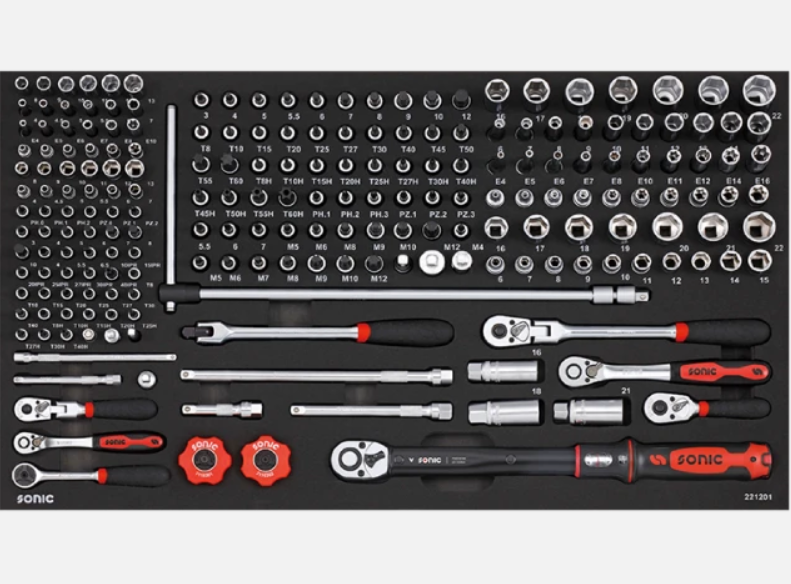 Sonic Werkstattwagen S12 gefüllt 533 teilig – dunkelgrau