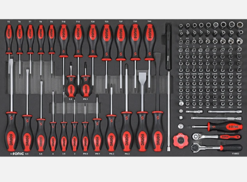 Sonic Werkstattwagen S12 gefüllt 644 teilig – dunkelgrau