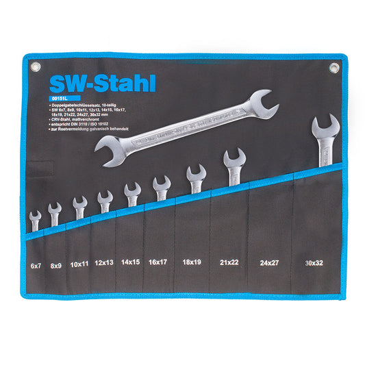 SW-Stahl Doppelgabelschlüsselsatz 10-teilig (6 bis 32 mm)