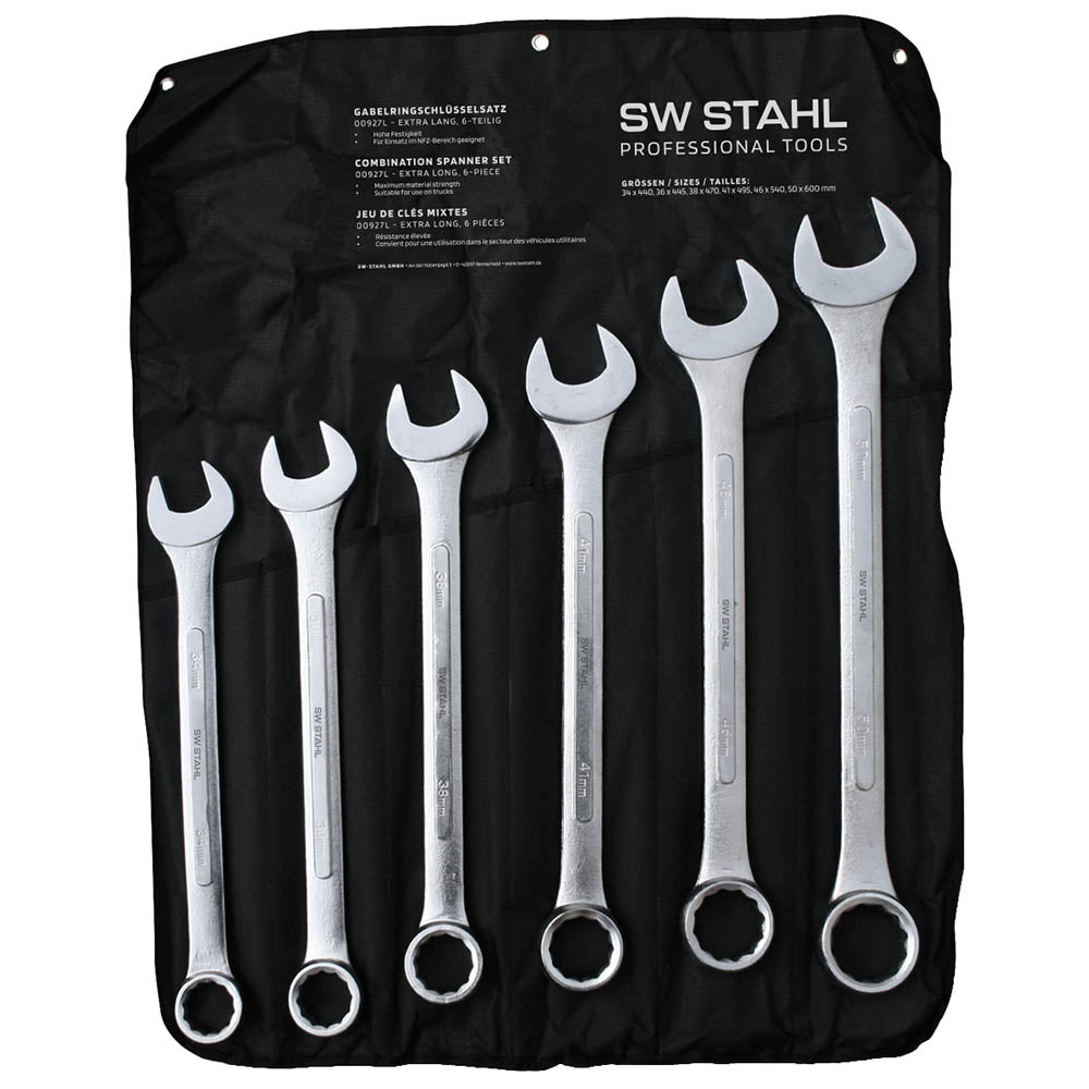 SW-Stahl Gabelringschlüsselsatz extra lang 6-teilig (34 bis 50 mm)
