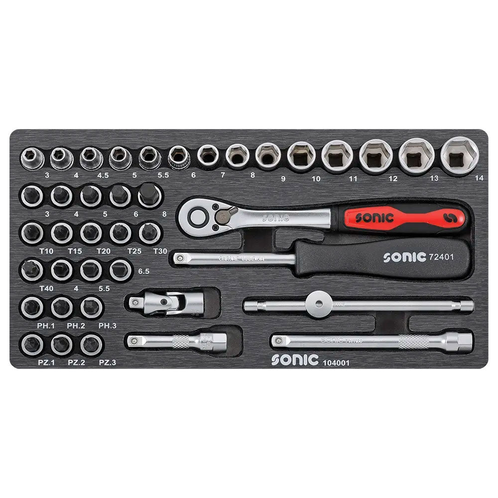 Sonic BMCS Blasformkoffer mit 1/4 Nuss- und Bit-Satz, 40-teilig