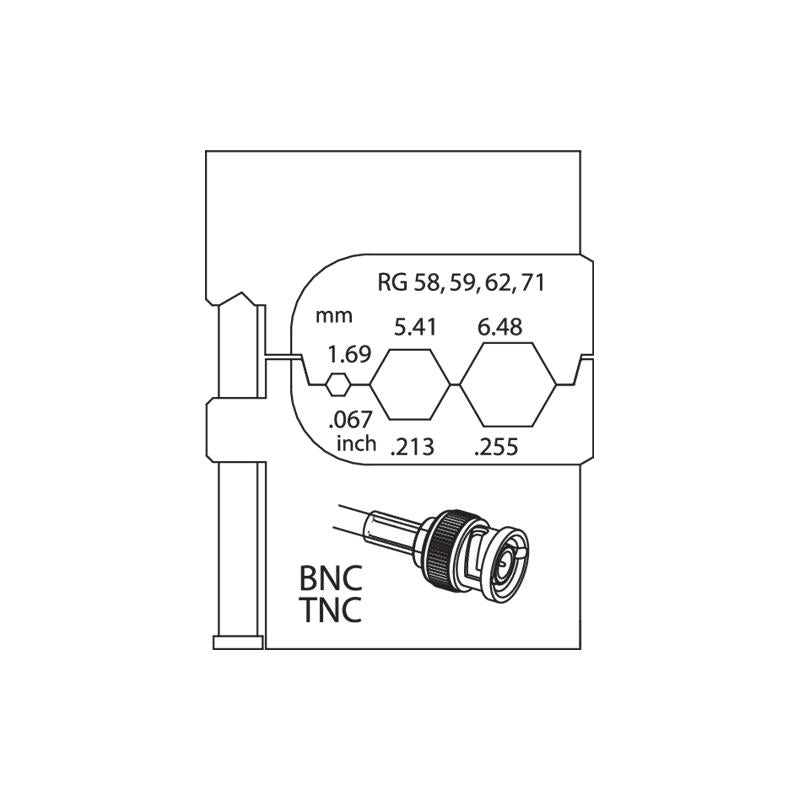 GEDORE Modul-Einsatz für Koaxial-Verbinder RG 58, RG 59, RG 62, RG 71 - 8140-14
