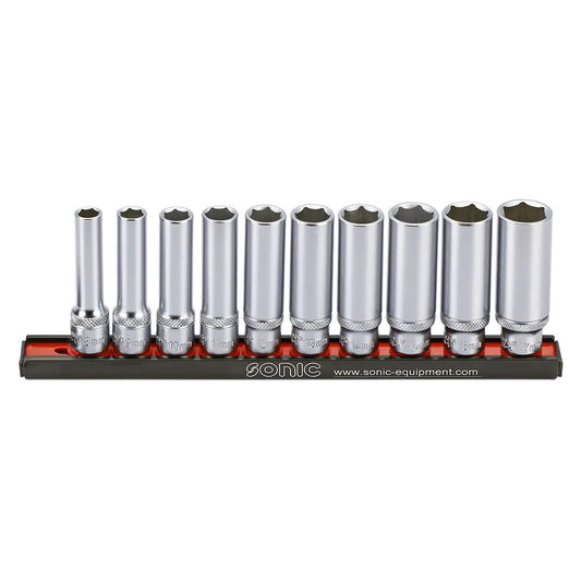 Sonic Stecknusssatz 3/8" lang 6-kant auf Steckleiste 10-teilig - 201008