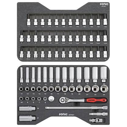 Sonic BMCS Blasformkoffer mit 3/8 Ratschen-Satz, 76-teilig