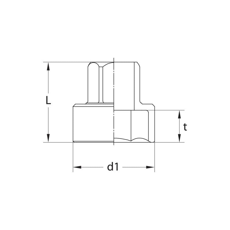 GEDORE Steckschlüsseleinsatz 1/2 Zoll, kurz, 21 Millimeter - 19 SK 21
