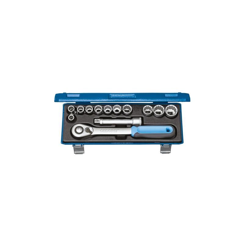 GEDORE Steckschlüssel-Satz 1/2 Zoll, 13-teilig, UD-Profil, 10 bis 24 mm - D 19 KMU-20
