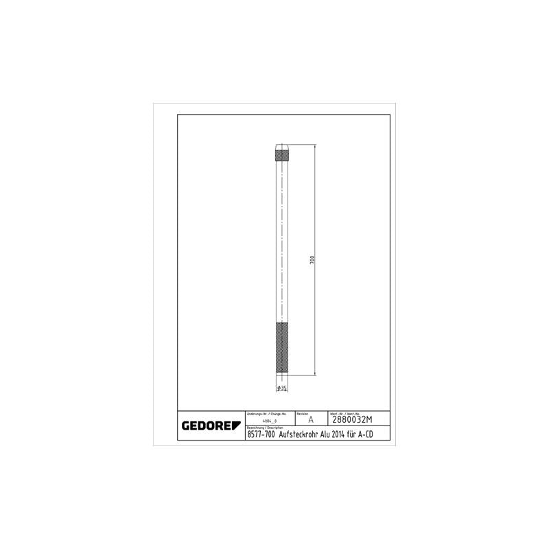 GEDORE Aluminium-Verlängerungsrohr 700 Millimeter für DREMOMETER A-CD 8577-700
