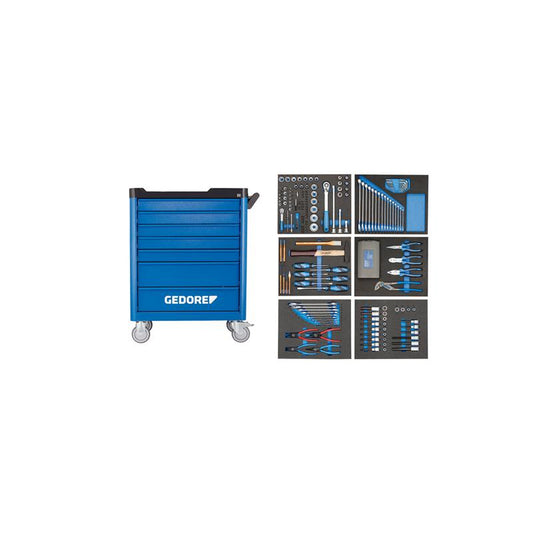 GEDORE Werkzeugwagen workster smartline mit 190-teiligen Werkzeugsortiment WSL-L-TS-190