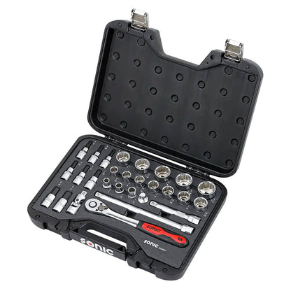 Sonic BMCS Blasformkoffer mit 1/2 Nuss-Satz mit Ratsche (SAE), 28-teilig