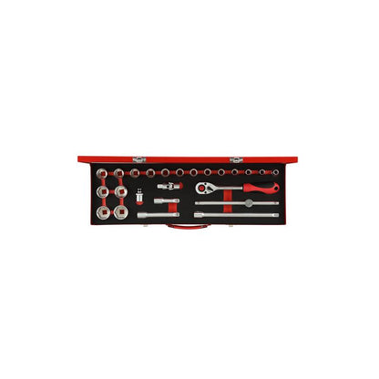 GEDORE Steckschlüssel-Satz mit 1/2 Zoll und 10 bis 32 mm, 24-teilig - R69004024