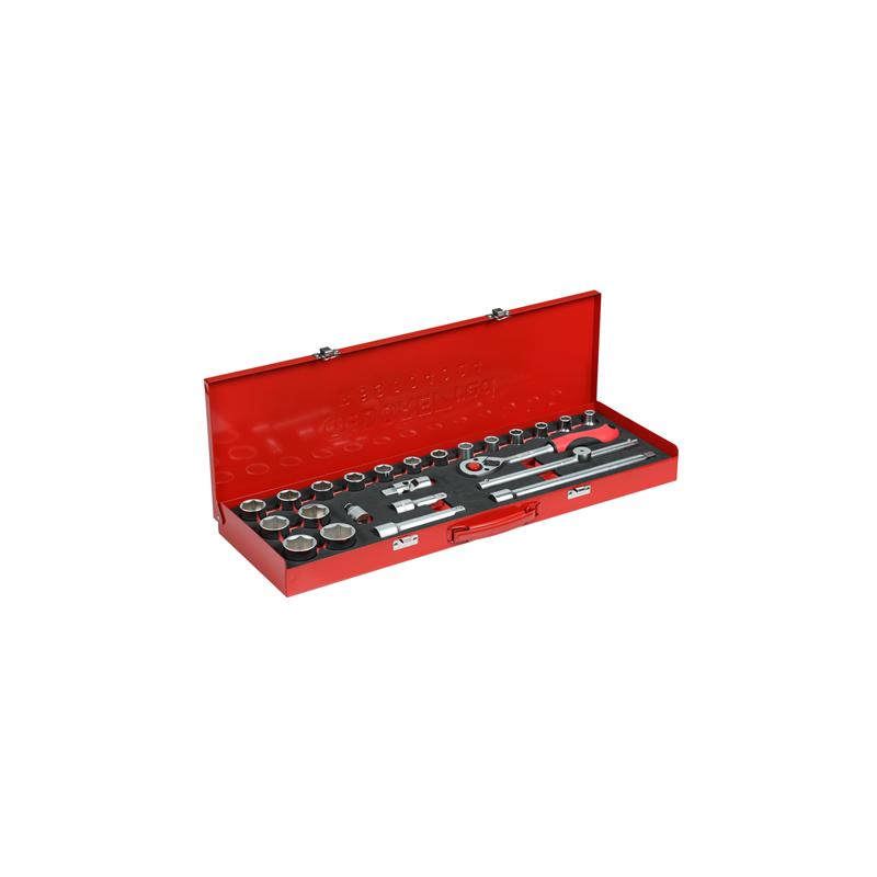 GEDORE Steckschlüssel-Satz mit 1/2 Zoll und 10 bis 32 mm, 24-teilig - R69004024