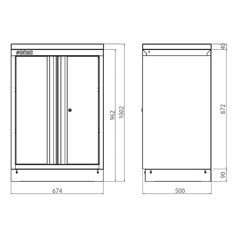 Sonic MSS 674mm Wandschrank ohne Arbeitsplatte
