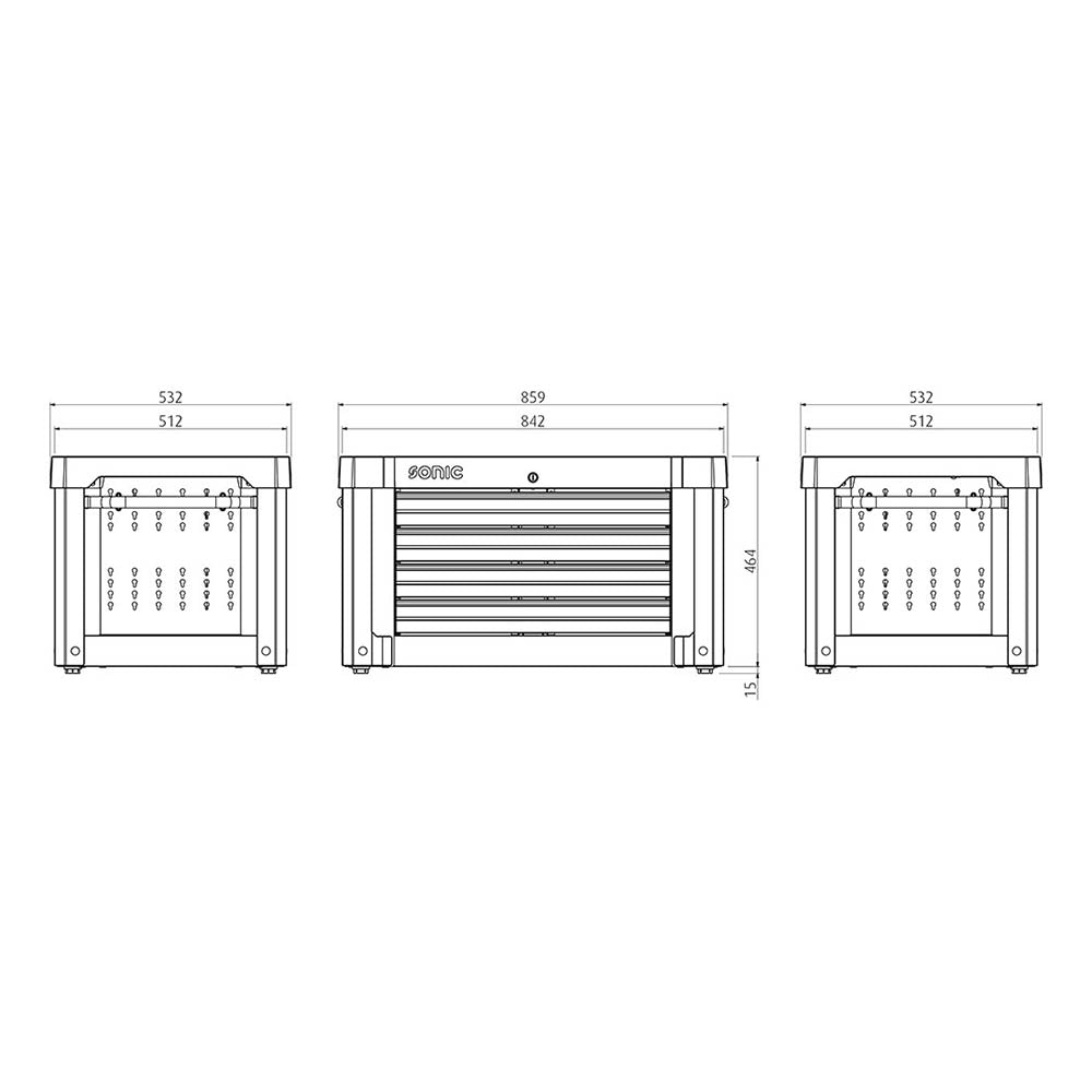 Sonic Aufsatzbox leer mit Griff (859 x 464 x 532 mm)