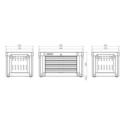 Sonic Aufsatzbox leer mit Griff (859 x 464 x 532 mm)