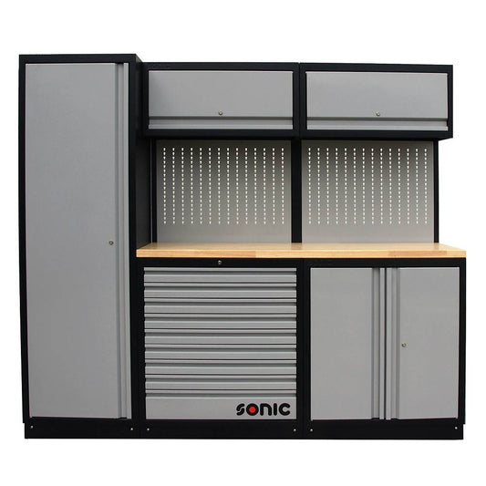 Sonic MSS 2300mm Schrankwand mit Holz-Arbeitsplatte