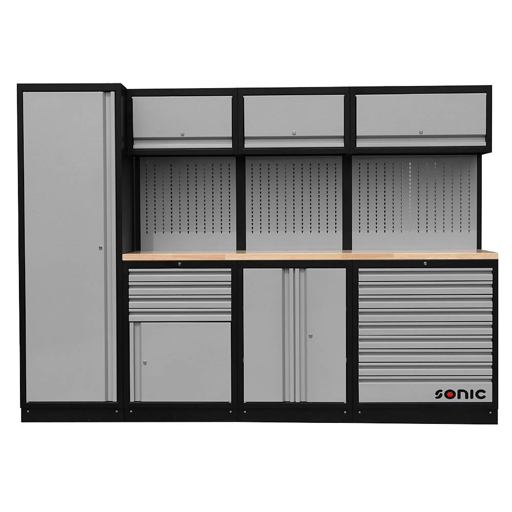 Sonic MSS 2803mm Schrankwand mit Holz-Arbeitsplatte