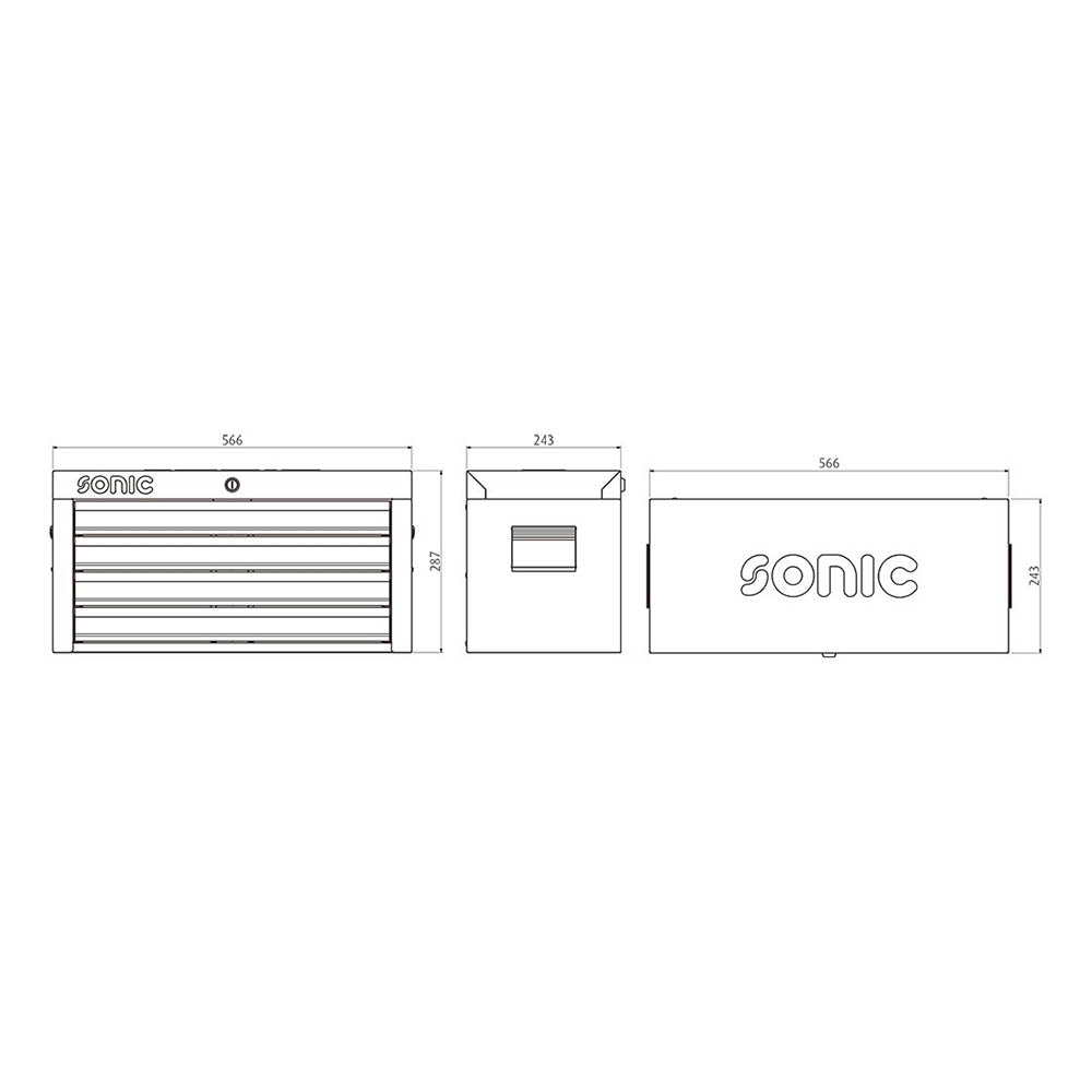 Sonic Aufsatzbox leer mit Griff (566 x 243 x 243 mm)