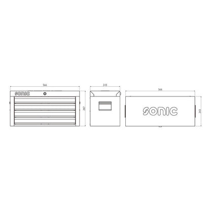 Sonic Aufsatzbox leer mit Griff (566 x 243 x 243 mm)
