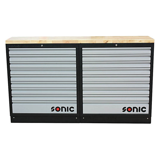 Sonic MSS 1690mm Schrankwand mit Holz-Arbeitsplatte